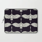 Japanese Crane Ornate Art Deco Black & White Pattern Laptop Sleeve Gallery Image 1