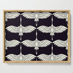 Japanese Crane Ornate Art Deco Black & White Pattern Serving Tray Gallery Image 1