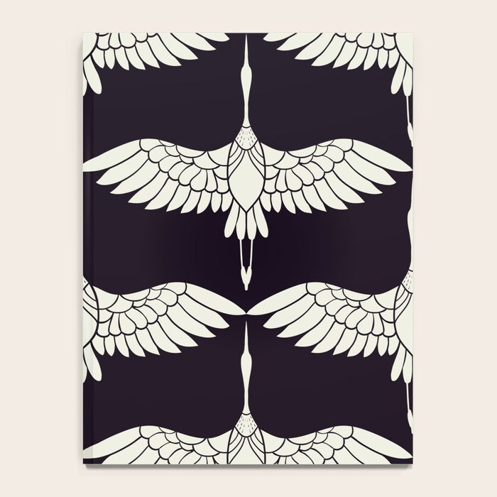 Japanese Crane Ornate Art Deco Black & White Pattern Notebook Gallery Image 4