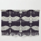 Japanese Crane Ornate Art Deco Black & White Pattern Wall Hanging Gallery Image 1