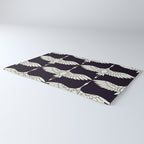 Japanese Crane Ornate Art Deco Black & White Pattern Rug Gallery Image 3