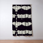 Japanese Crane Ornate Art Deco Black & White Pattern Window Curtain Gallery Image 3