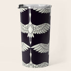 Japanese Crane Ornate Art Deco Black & White Pattern Travel Mug Gallery Image 3