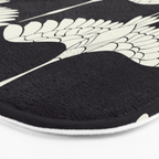 Japanese Crane Ornate Art Deco Black & White Pattern Bath Mat Gallery Image 3