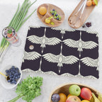 Japanese Crane Ornate Art Deco Black & White Pattern Cutting Board Gallery Image 2