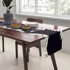 Japanese Crane Ornate Art Deco Black & White Pattern Table Runner Gallery Image 2
