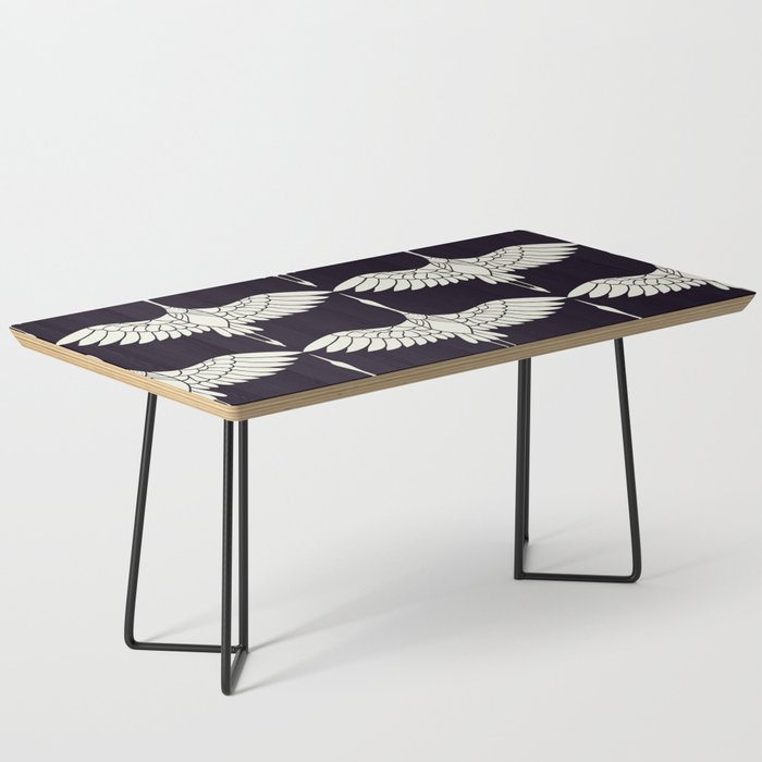 Japanese Crane Ornate Art Deco Black & White Pattern Coffee Table Gallery Image 1