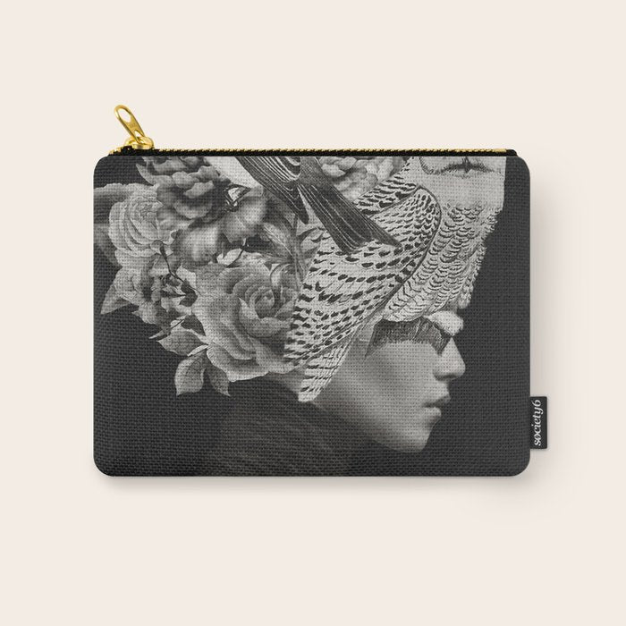Lady with Birds(portrait) Carry All Pouch Gallery Image 1