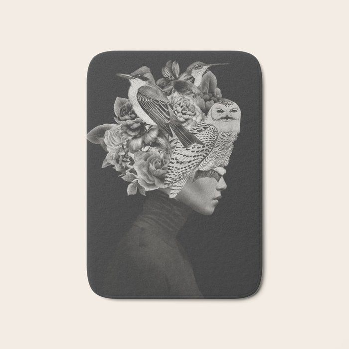 Lady with Birds(portrait) Bath Mat Gallery Image 1