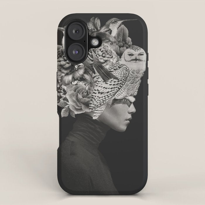 Lady with Birds(portrait) iPhone Case Gallery Image 1