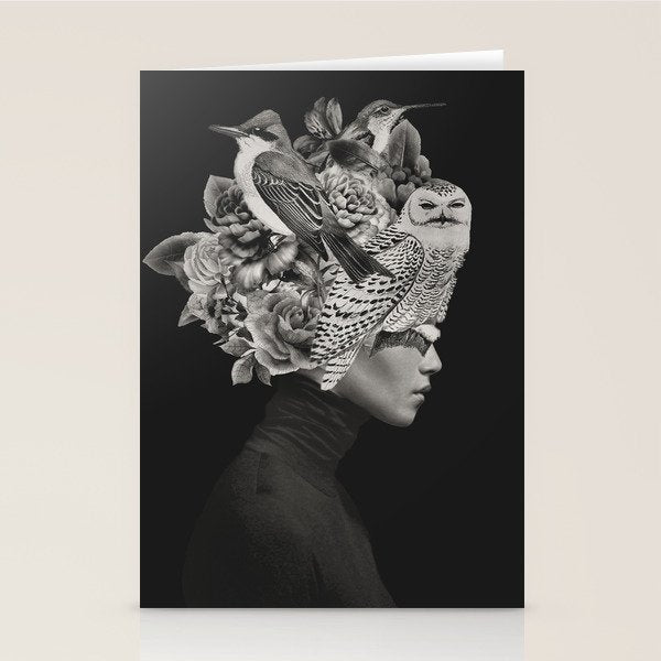 Lady with Birds(portrait) Stationery Card Gallery Image 2