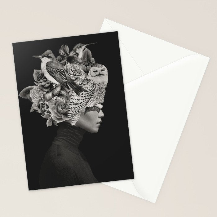 Lady with Birds(portrait) Stationery Card Gallery Image 2