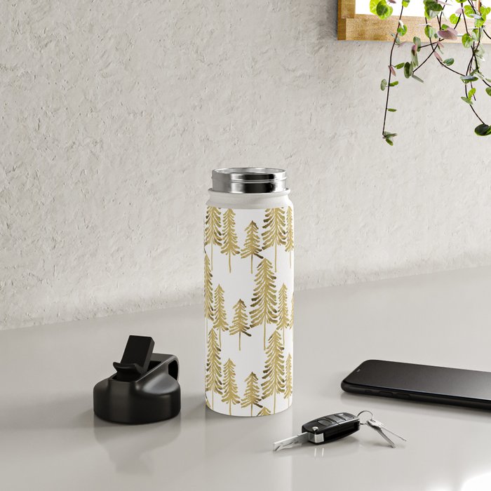 Pine Trees - Gold Palette Water Bottle Gallery Image 4