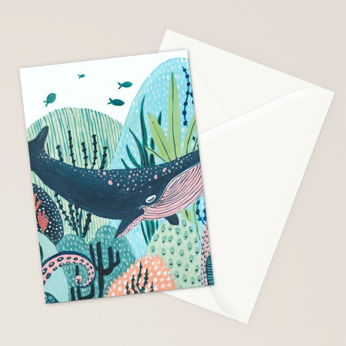 Happy Blue Whale Stationery Card Gallery Image 2
