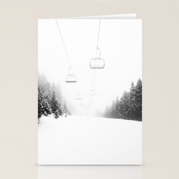 Ski Lift Black And White Stationery Card Gallery Image 2