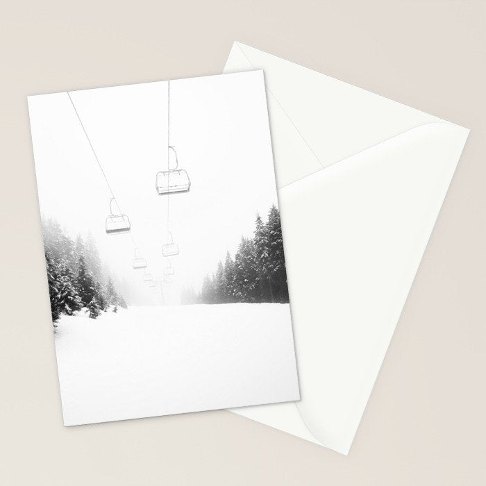 Ski Lift Black And White Stationery Card Gallery Image 2