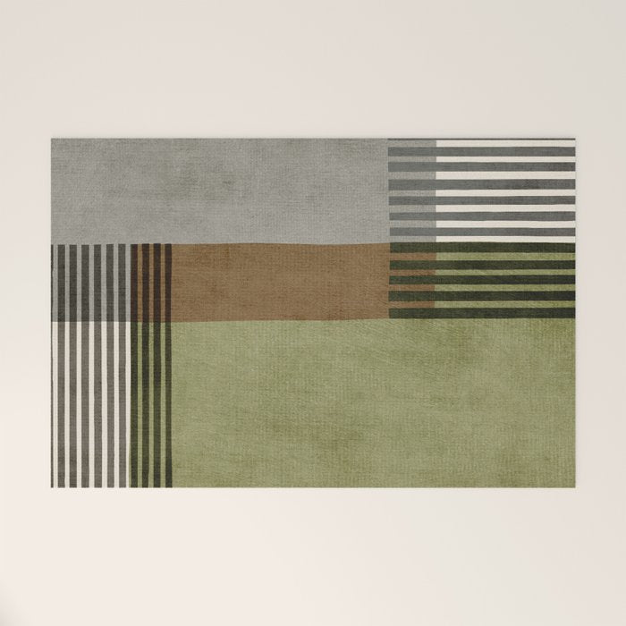 Black Green Brown Gray Bold Modern Artwork Welcome Mat Gallery Image 1