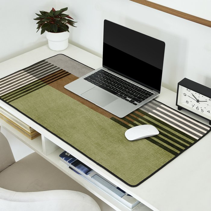Black Green Brown Gray Bold Modern Artwork Desk Mat Gallery Image 2