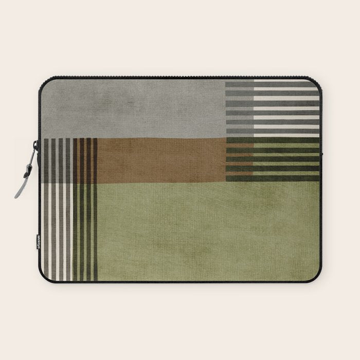 Black Green Brown Gray Bold Modern Artwork Laptop Sleeve Gallery Image 1