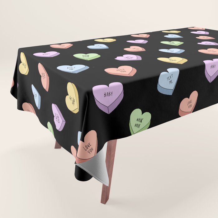 Colorful love heart candy pattern Tablecloth Gallery Image 1