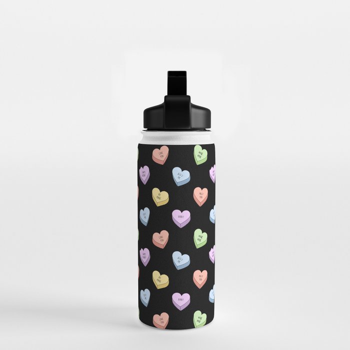 Colorful love heart candy pattern Water Bottle Gallery Image 2