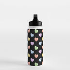 Colorful love heart candy pattern Water Bottle Gallery Image 3