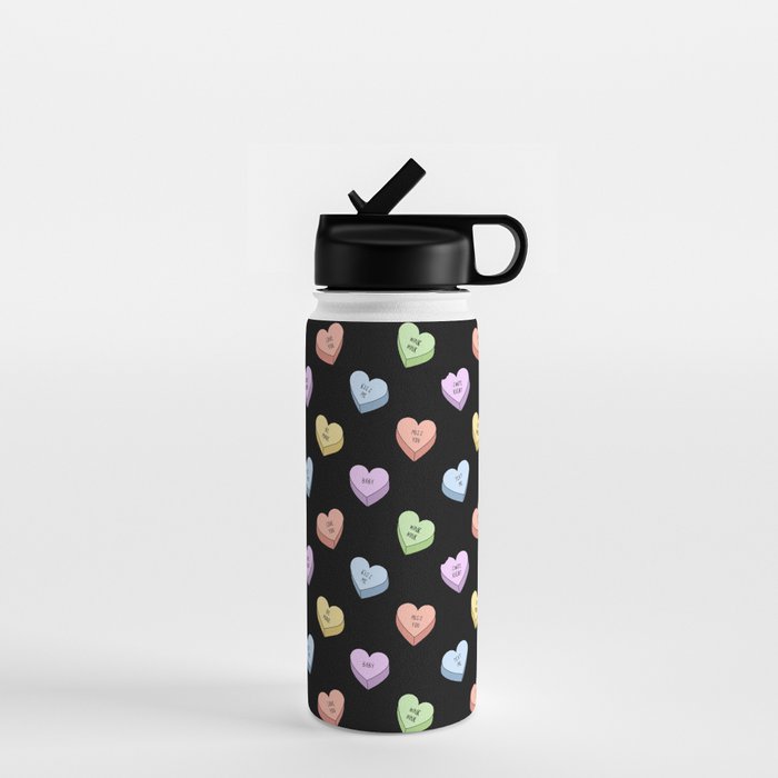 Colorful love heart candy pattern Water Bottle Gallery Image 1