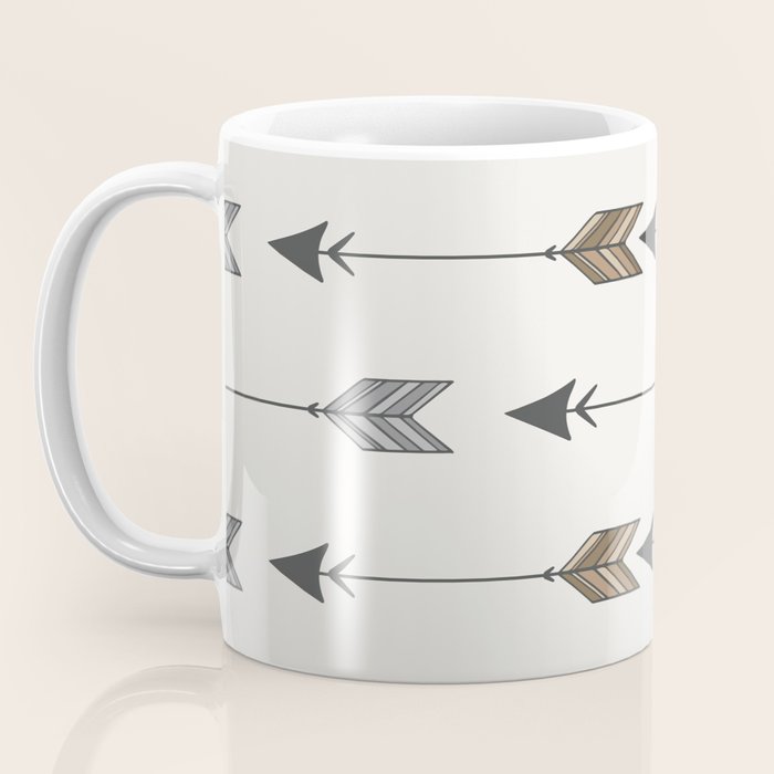 Vertical Arrow Patterns - Cream and Neutral Earth Tones Coffee Mug Gallery Image 3