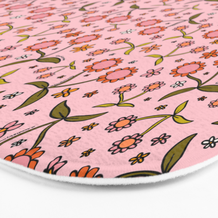 Cherry Flower Print Bath Mat Gallery Image 3