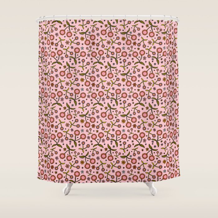 Cherry Flower Print Shower Curtain Gallery Image 1