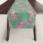 Modern abstract pink leopards in emerald green background  Table Runner Gallery Image 1