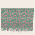 Modern abstract pink leopards in emerald green background  Wall Hanging Gallery Image 1