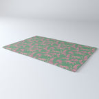 Modern abstract pink leopards in emerald green background  Rug Gallery Image 3