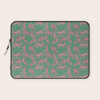 Modern abstract pink leopards in emerald green background  Laptop Sleeve Gallery Image 1