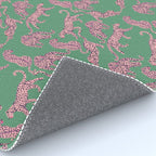 Modern abstract pink leopards in emerald green background  Rug Gallery Image 4