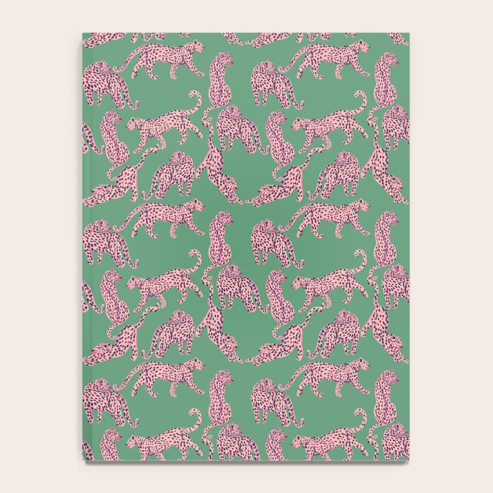 Modern abstract pink leopards in emerald green background  Notebook Gallery Image 4