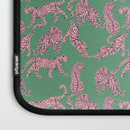 Modern abstract pink leopards in emerald green background  Laptop Sleeve Gallery Image 3