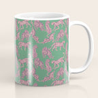 Modern abstract pink leopards in emerald green background  Coffee Mug Gallery Image 1
