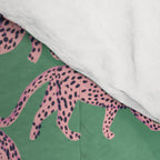 Modern abstract pink leopards in emerald green background  Comforter Gallery Image 4