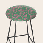 Modern abstract pink leopards in emerald green background  Stool Gallery Image 2