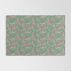 Modern abstract pink leopards in emerald green background  Rug Gallery Image 2