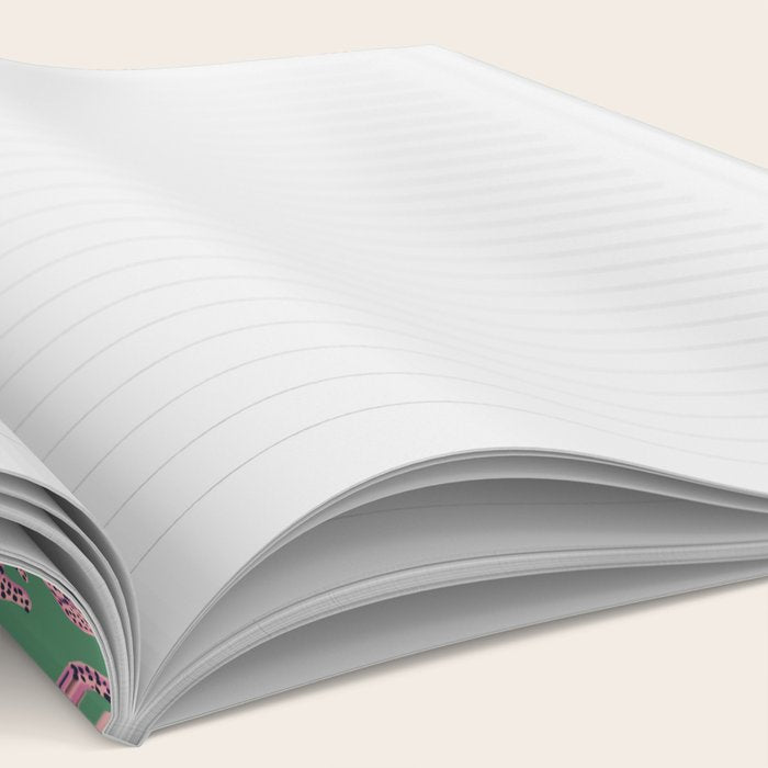 Modern abstract pink leopards in emerald green background  Notebook Gallery Image 2
