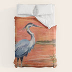 Great Blue Heron in Marsh Duvet Cover Gallery Image 6