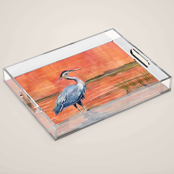 Great Blue Heron in Marsh Acrylic Tray Gallery Image 1