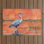 Great Blue Heron in Marsh Outdoor Rug Gallery Image 1