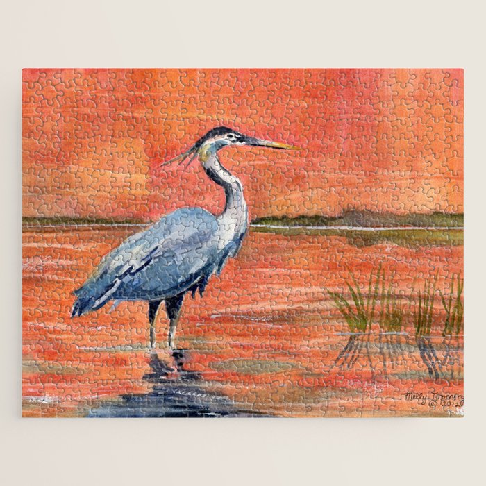 Great Blue Heron in Marsh Jigsaw Puzzle Gallery Image 1