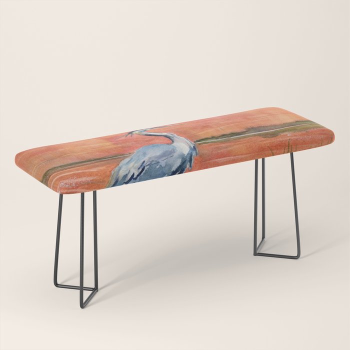 Great Blue Heron in Marsh Bench Gallery Image 1