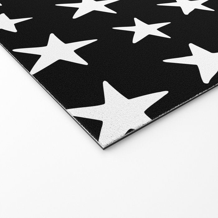Star Pattern White On Black Welcome Mat Gallery Image 2