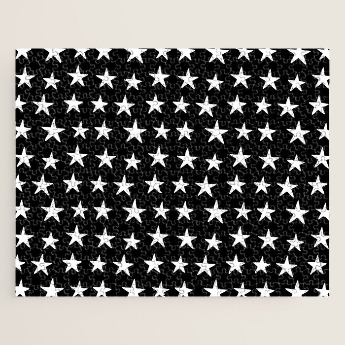 Star Pattern White On Black Jigsaw Puzzle Gallery Image 1
