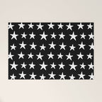 Star Pattern White On Black Welcome Mat Gallery Image 1
